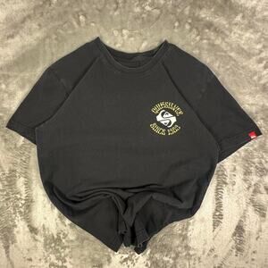 Quiksilver Black Golden Hours Skeleton Surfing Print Surf Graphic T-shirt S